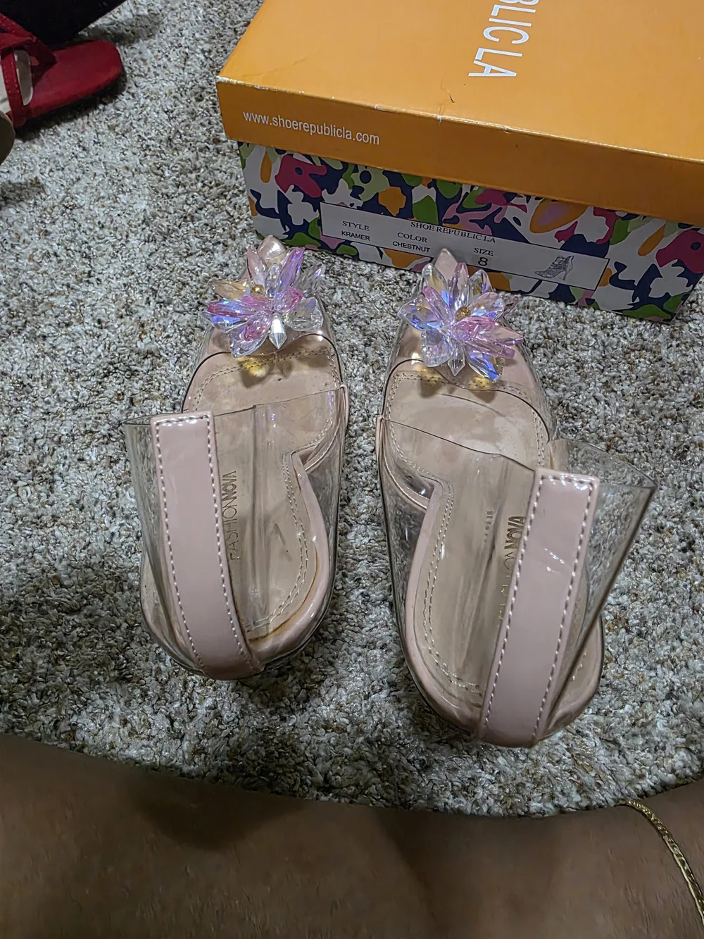 Fashion Nova Clear Pink Crystal-Embellished  Pumps